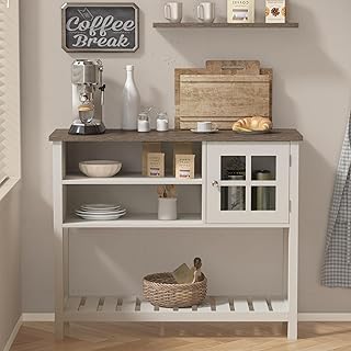 White coffee bar cabinet
