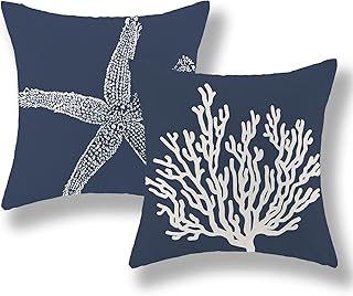 Blue white outdoor pillow