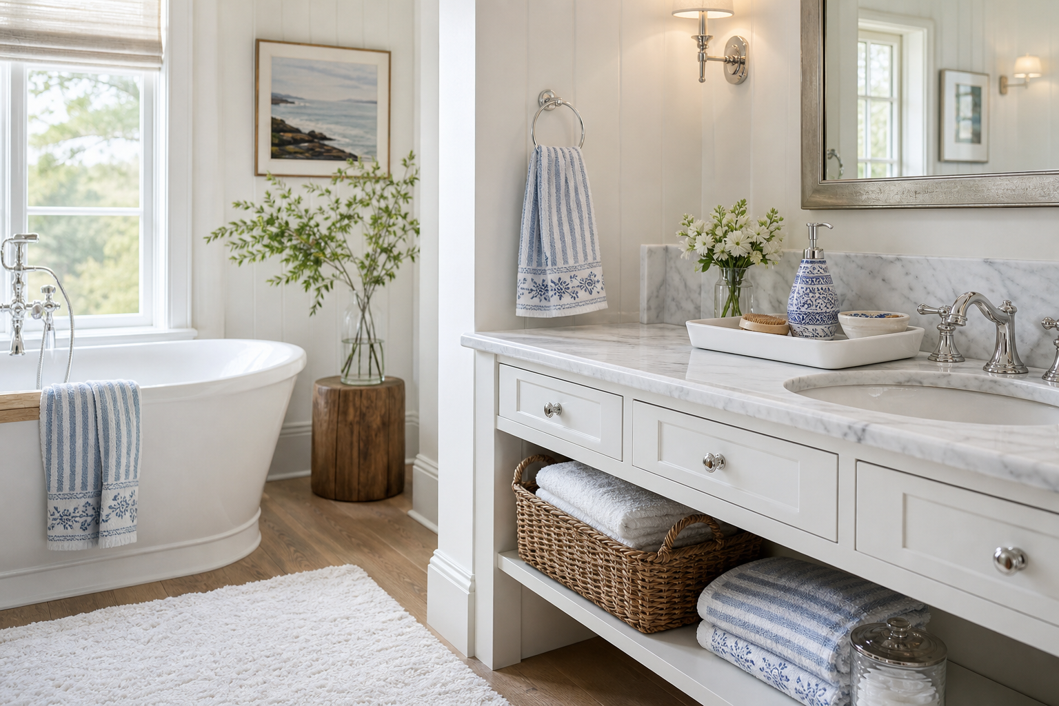 Coastal Grandmother Bathroom Amazon Finds finished room setup