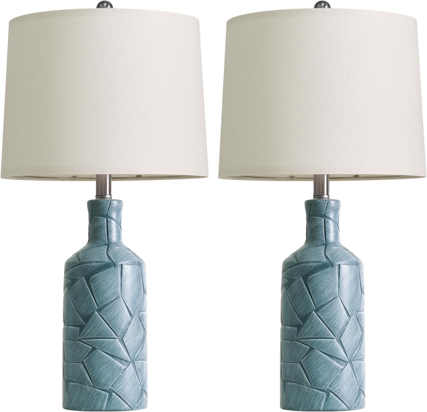 Blue ceramic bedside table lamps