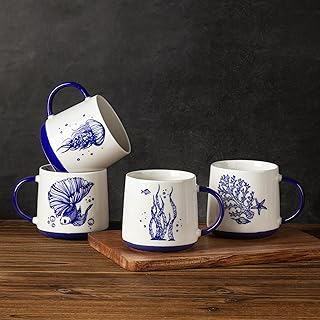 Blue white mug set