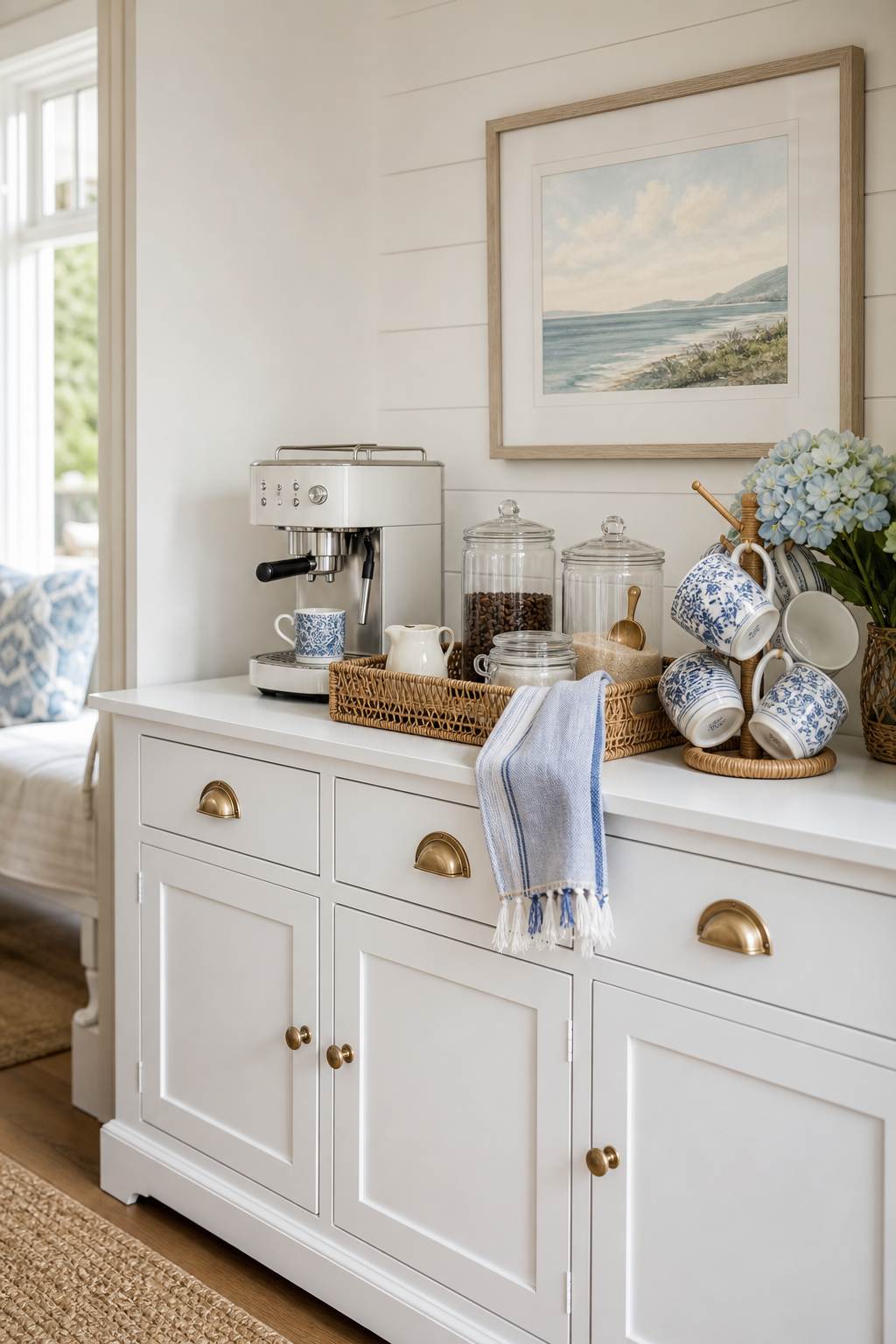 Coastal Grandmother Coffee Bar Amazon Finds finished room setup