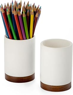 White ceramic desk cup