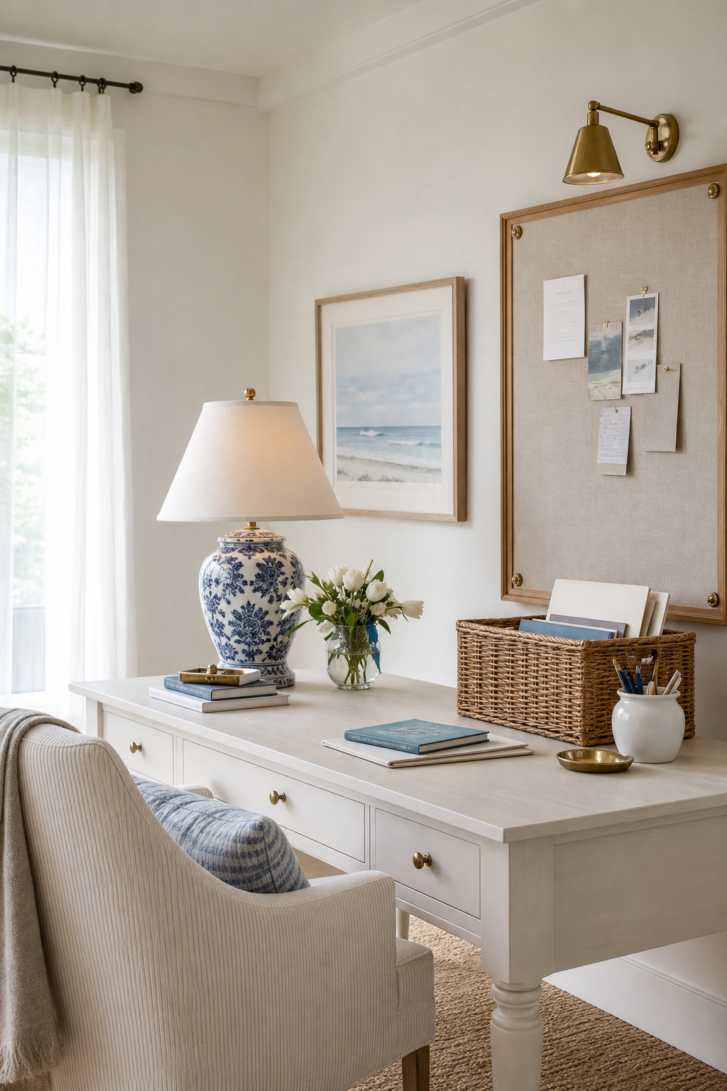 Coastal Grandmother Home Office Amazon Finds finished room setup