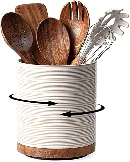 White ceramic utensil crock