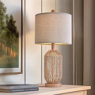 Natural rattan table lamp