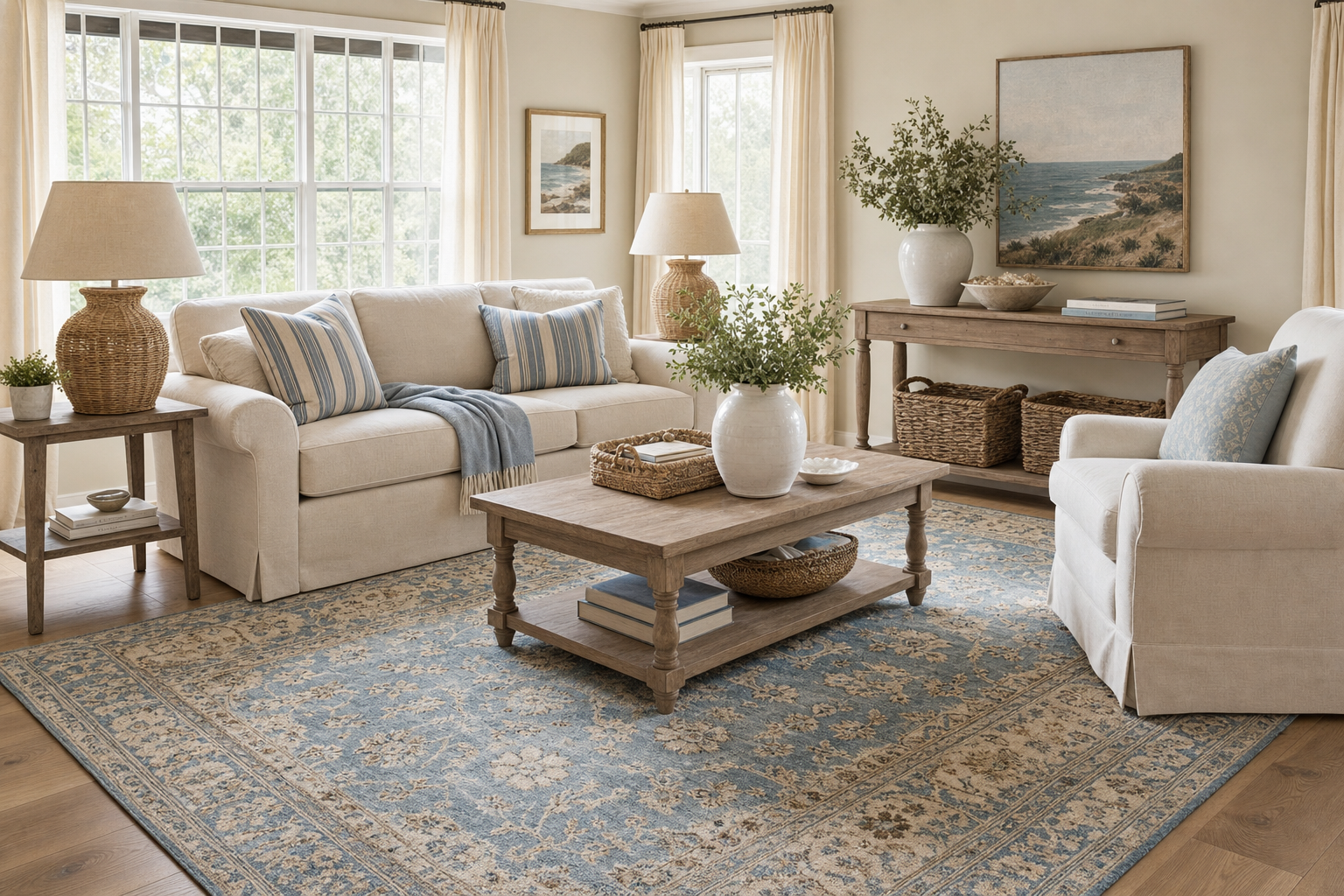 Coastal Grandmother Living Room Amazon Finds finished room setup