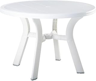 White outdoor dining table