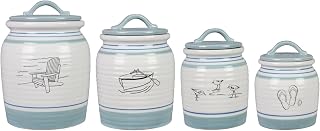 Blue white storage jars