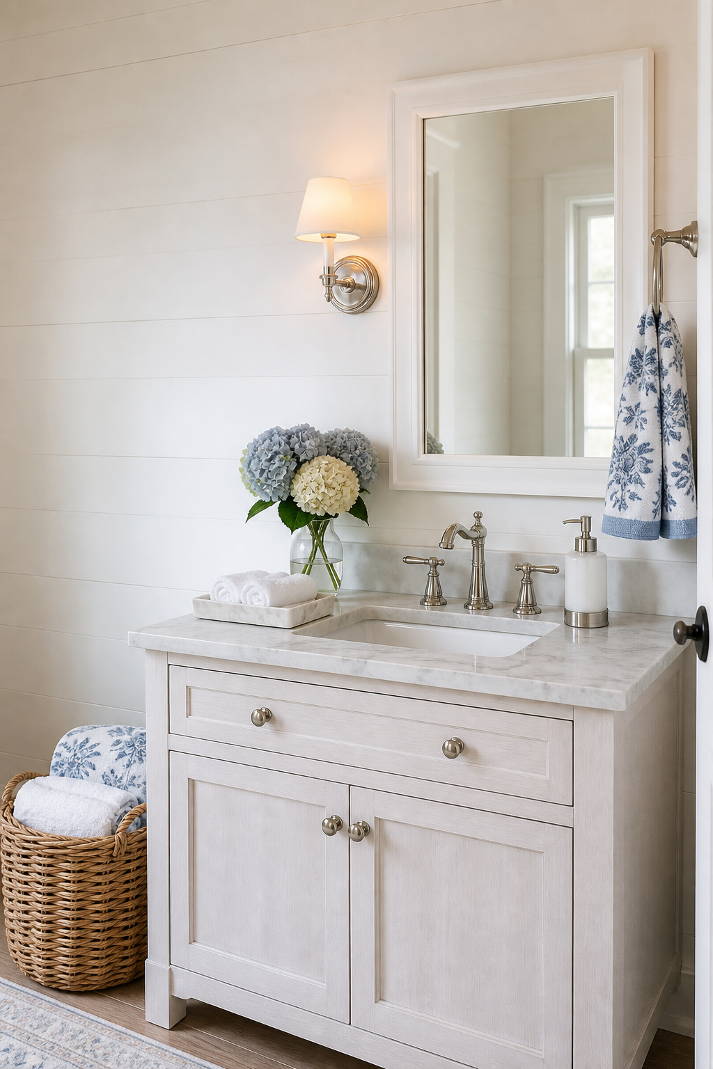Coastal Grandmother Powder Room Amazon Finds finished room setup