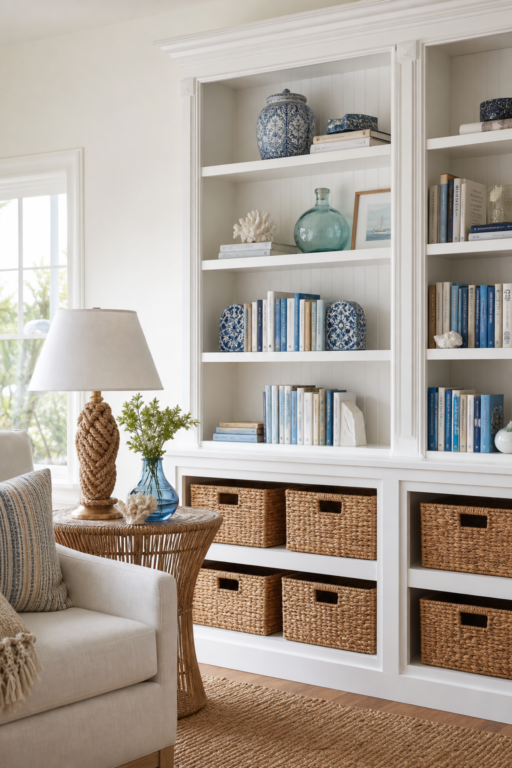 Coastal Library Wall Amazon Finds finished room setup