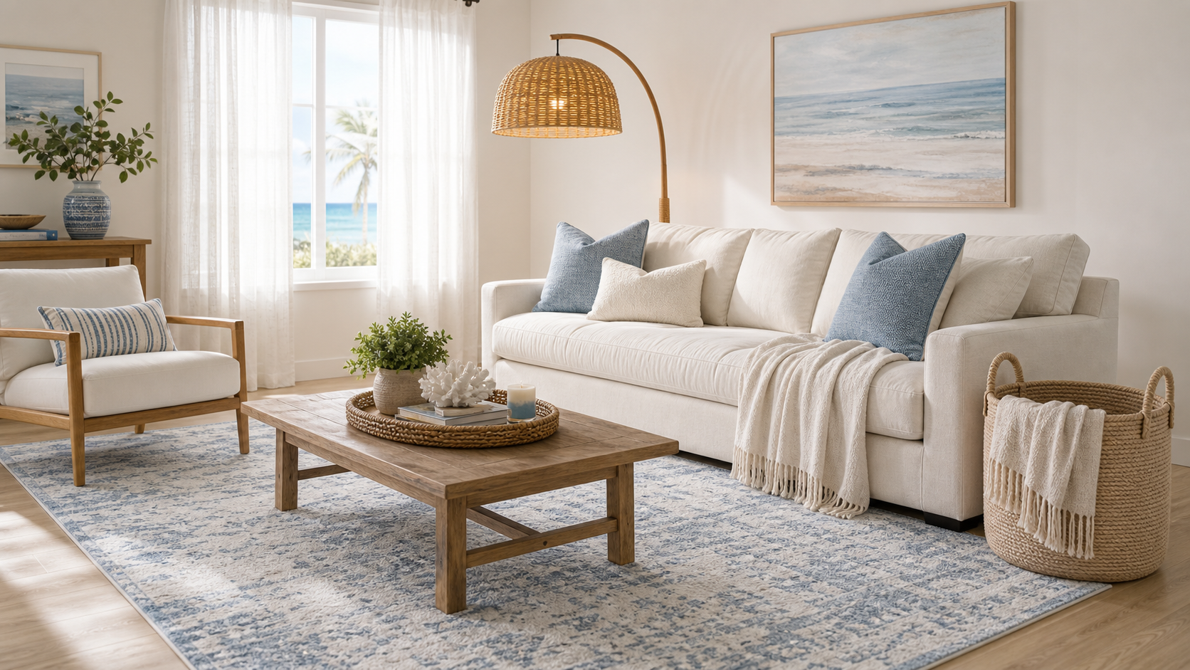 Coastal Living Room Amazon Finds finished setup hero image