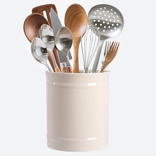 Cream ceramic utensil crock