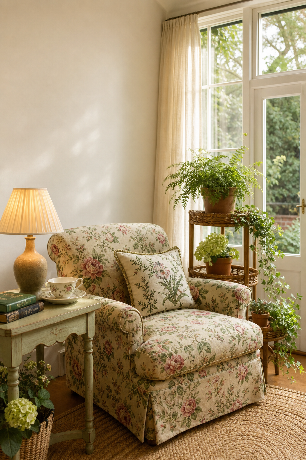 Cottagecore Sunroom Amazon Finds finished room setup