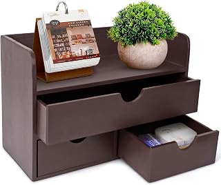 Dark wood desk organizer