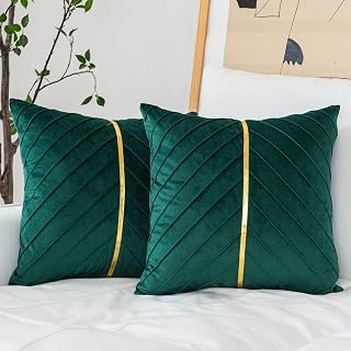 Dark green velvet pillow covers