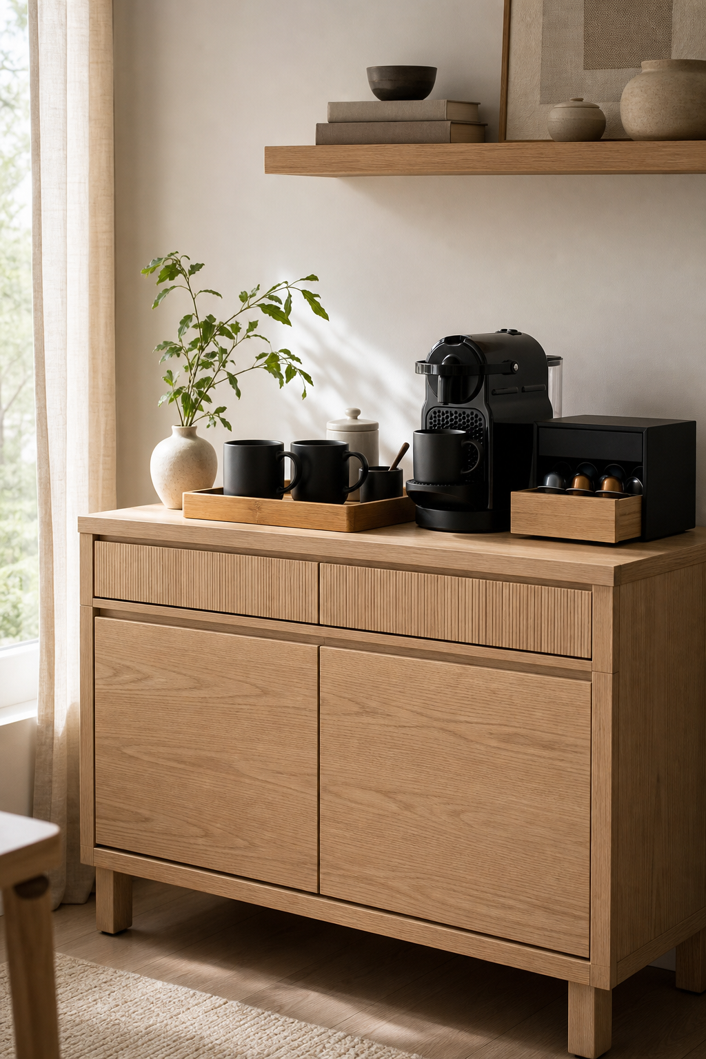 Japandi Coffee Bar Amazon Finds finished room setup