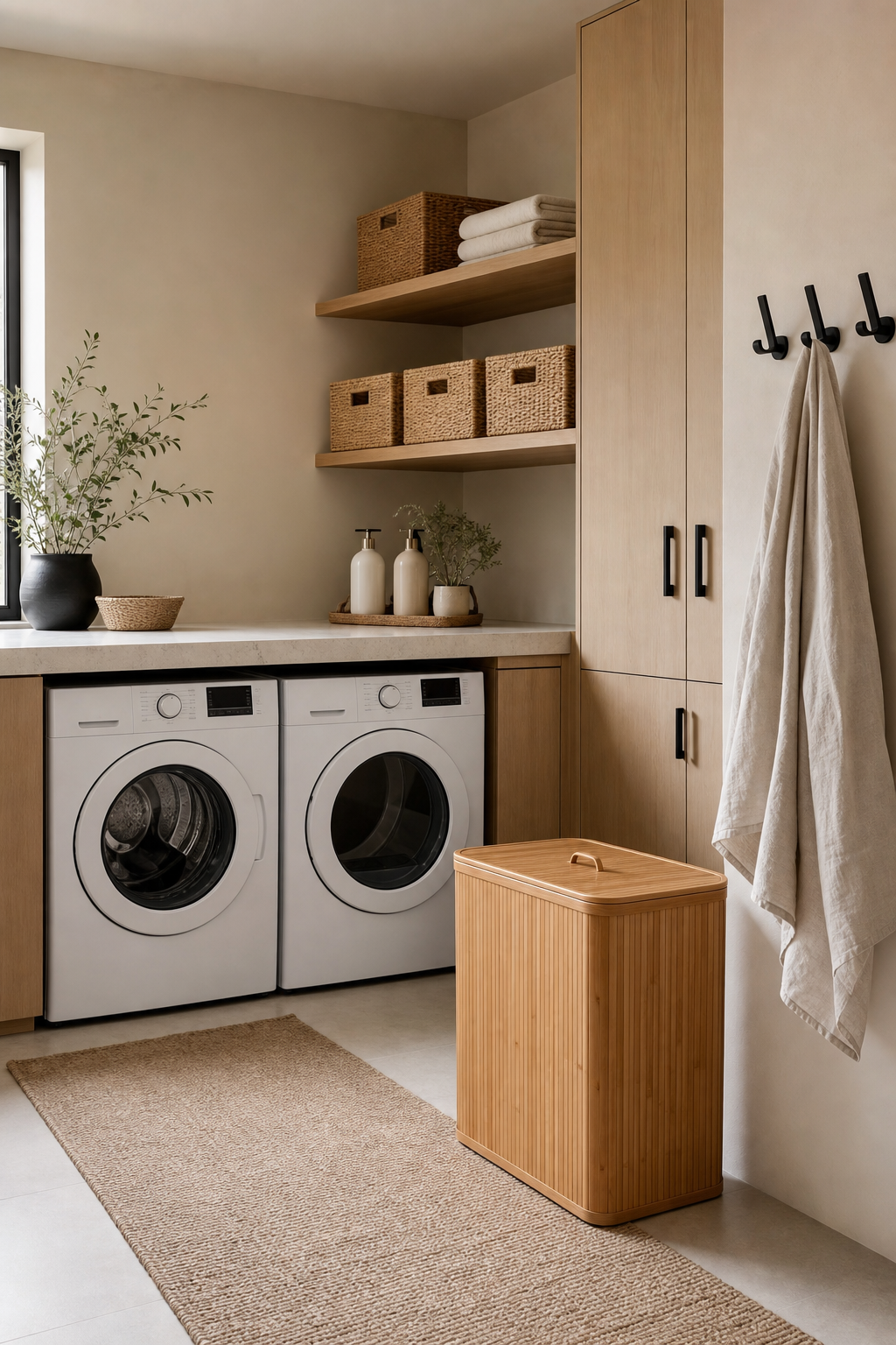 Japandi Laundry Room Amazon Finds finished room setup