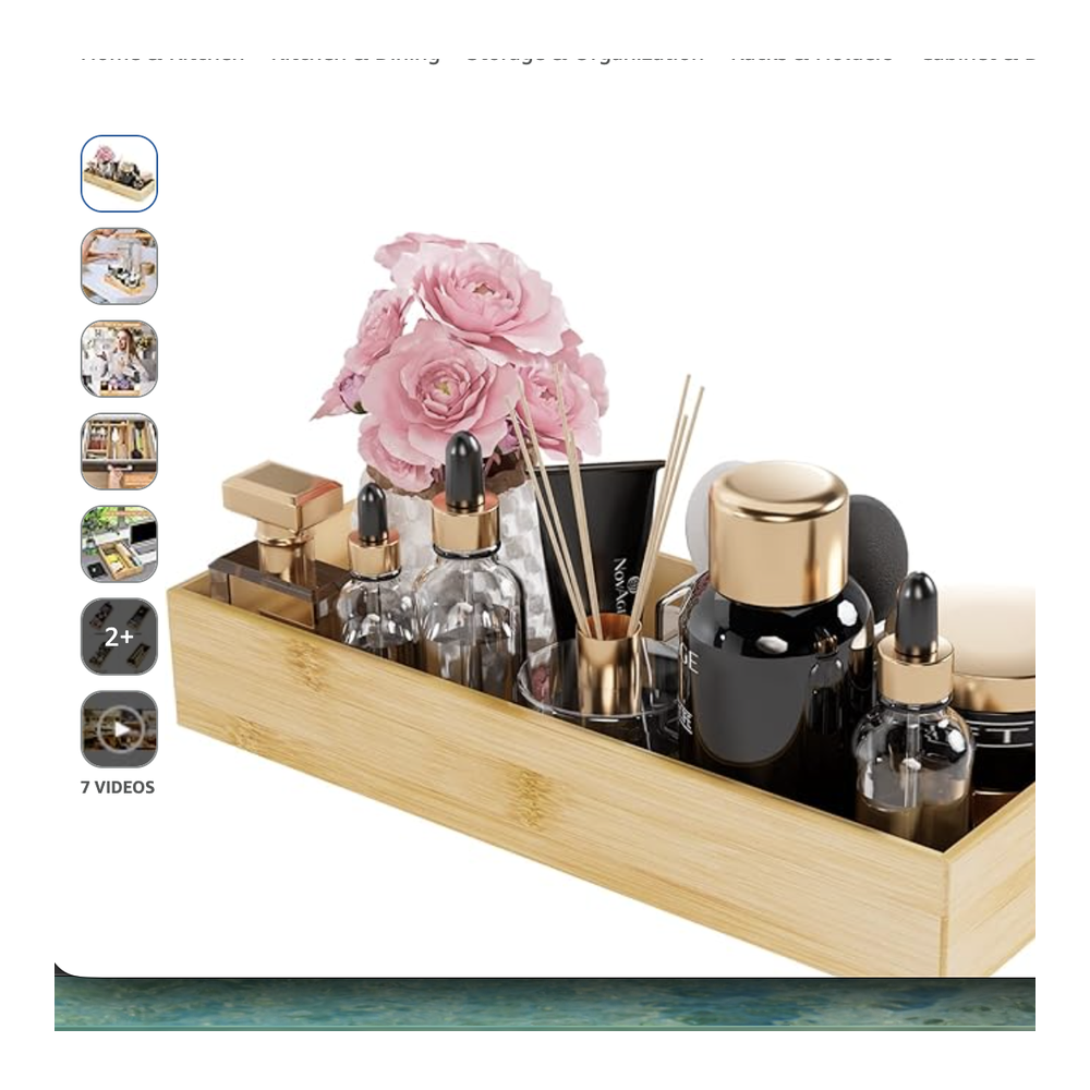 Bamboo bathroom vanity tray