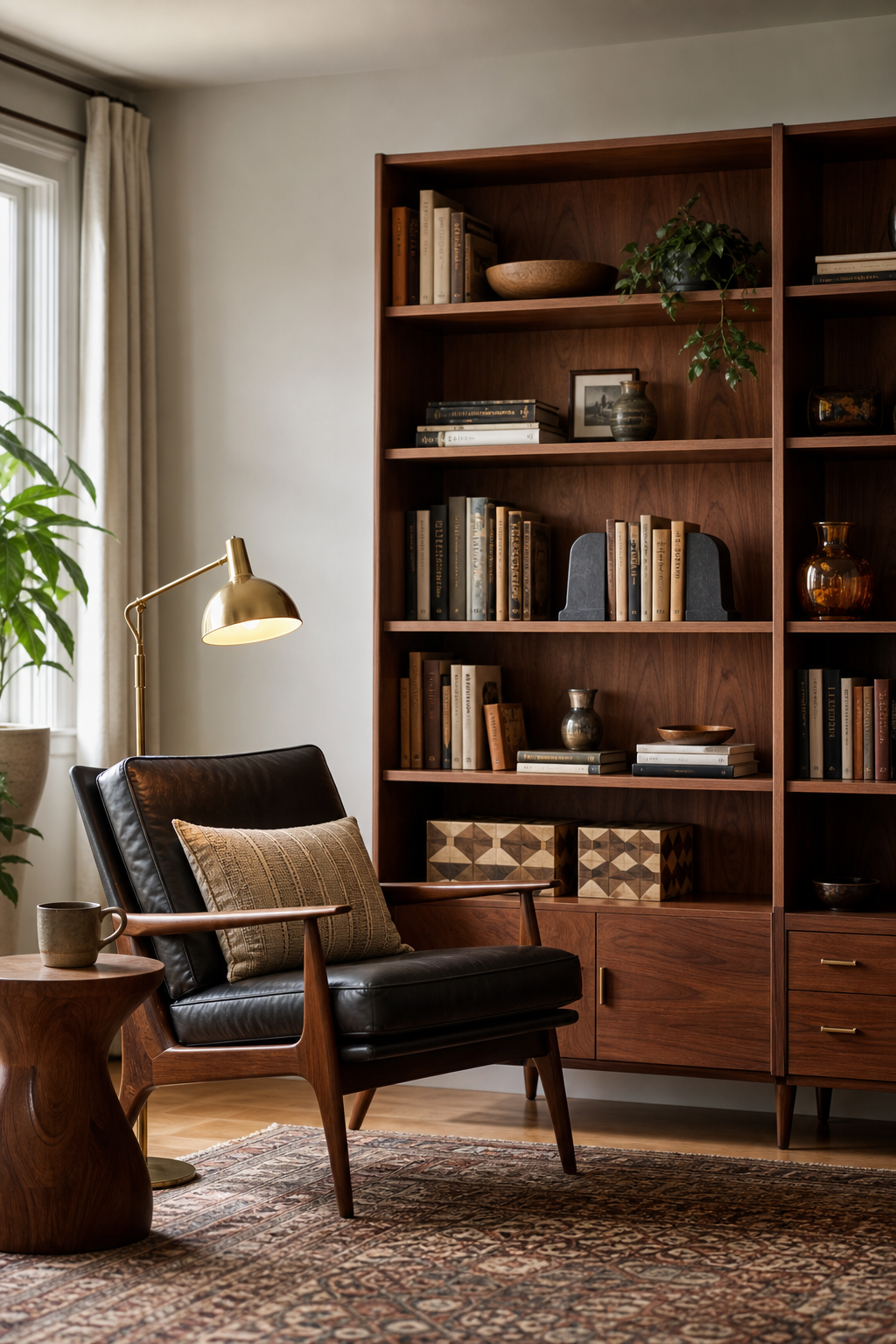 Mid-Century Modern Library Wall Amazon Finds finished room setup