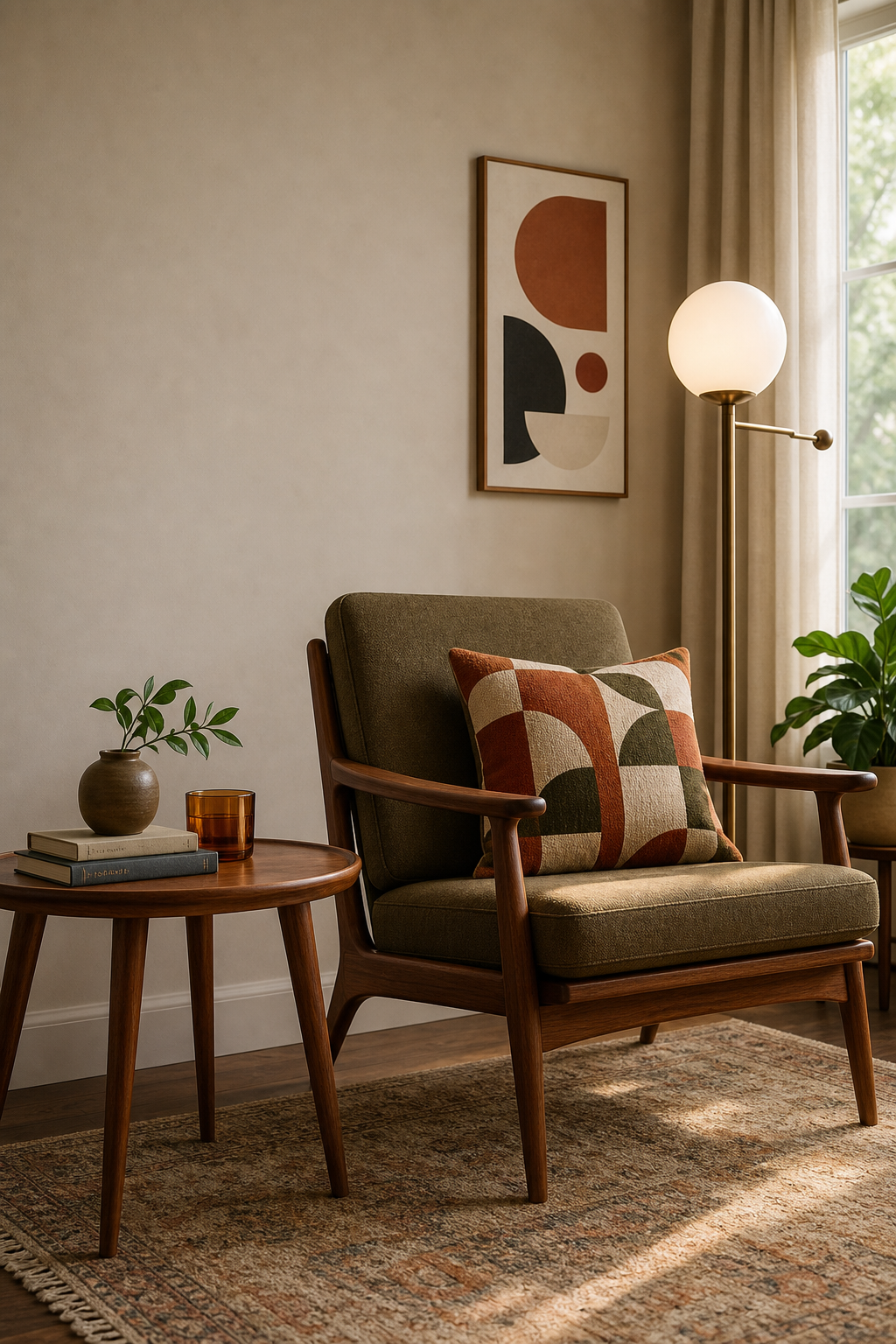 Mid-Century Modern Reading Nook Amazon Finds finished room setup