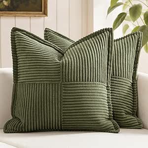 MIULEE olive green corduroy pillow covers