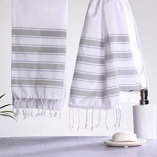 Striped bathroom hand towel