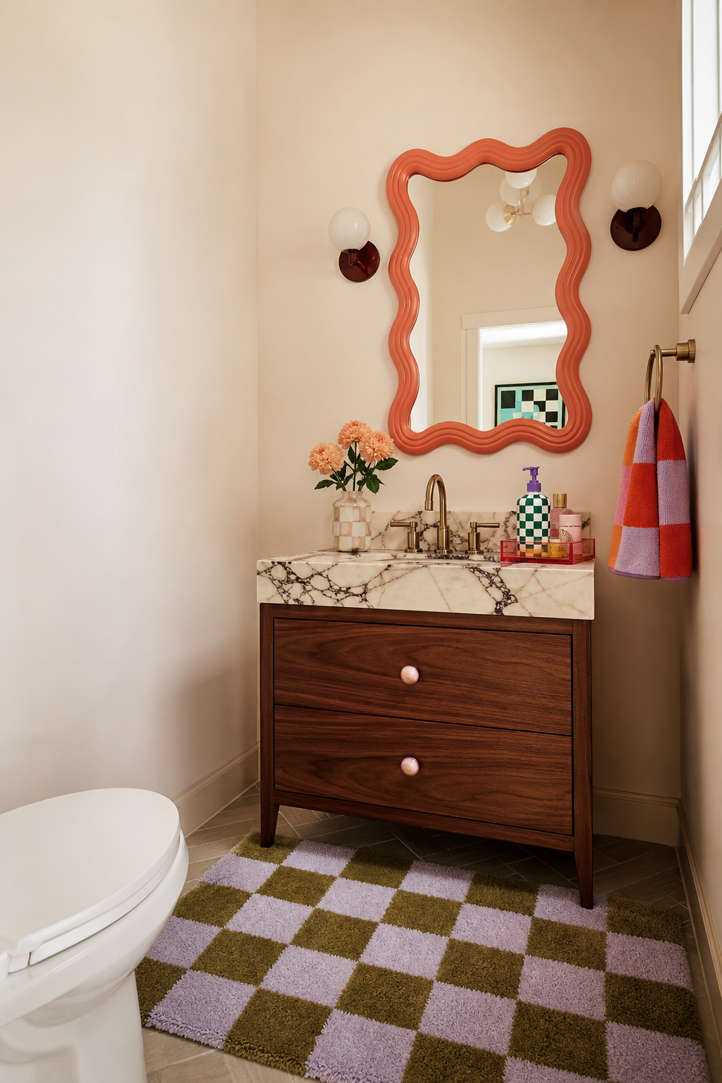 Retro Postmodern Powder Room Amazon Finds finished room setup