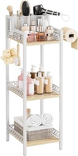 Slim bathroom storage shelf
