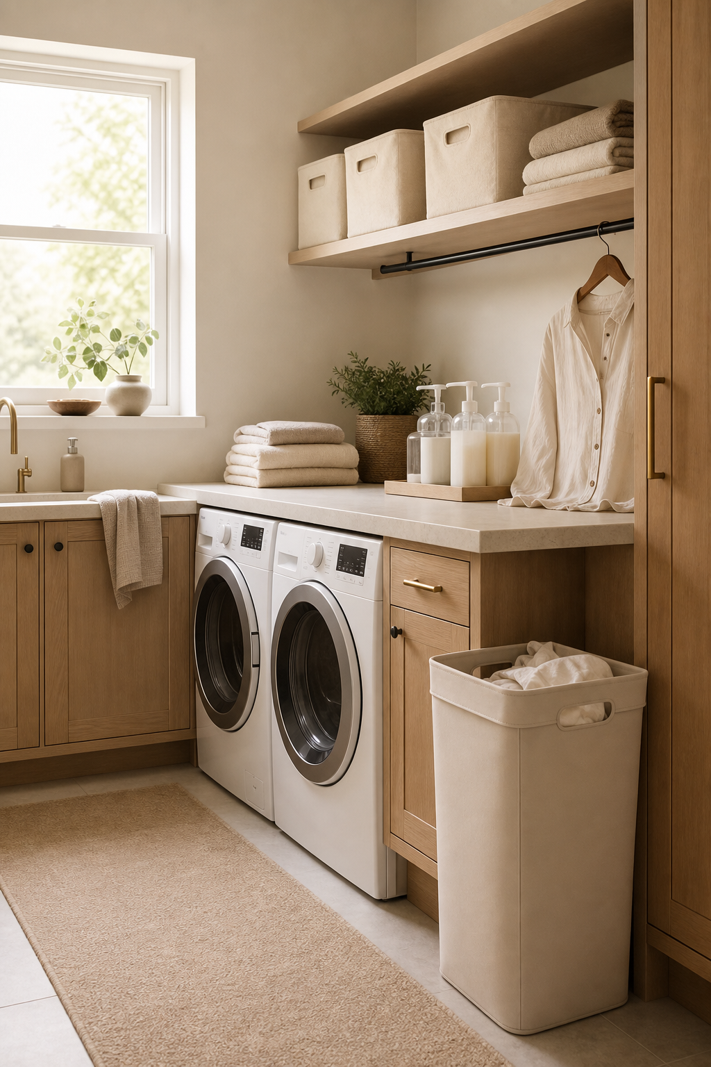 Warm Minimalist Laundry Room Amazon Finds finished room setup