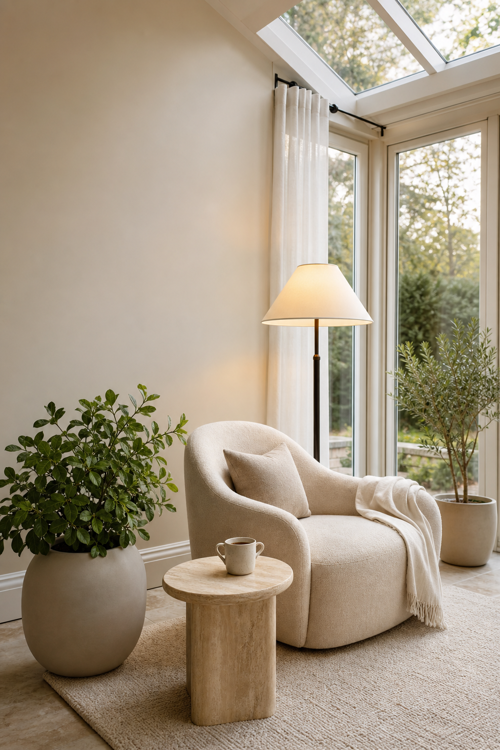 Warm Minimalist Sunroom Amazon Finds finished room setup