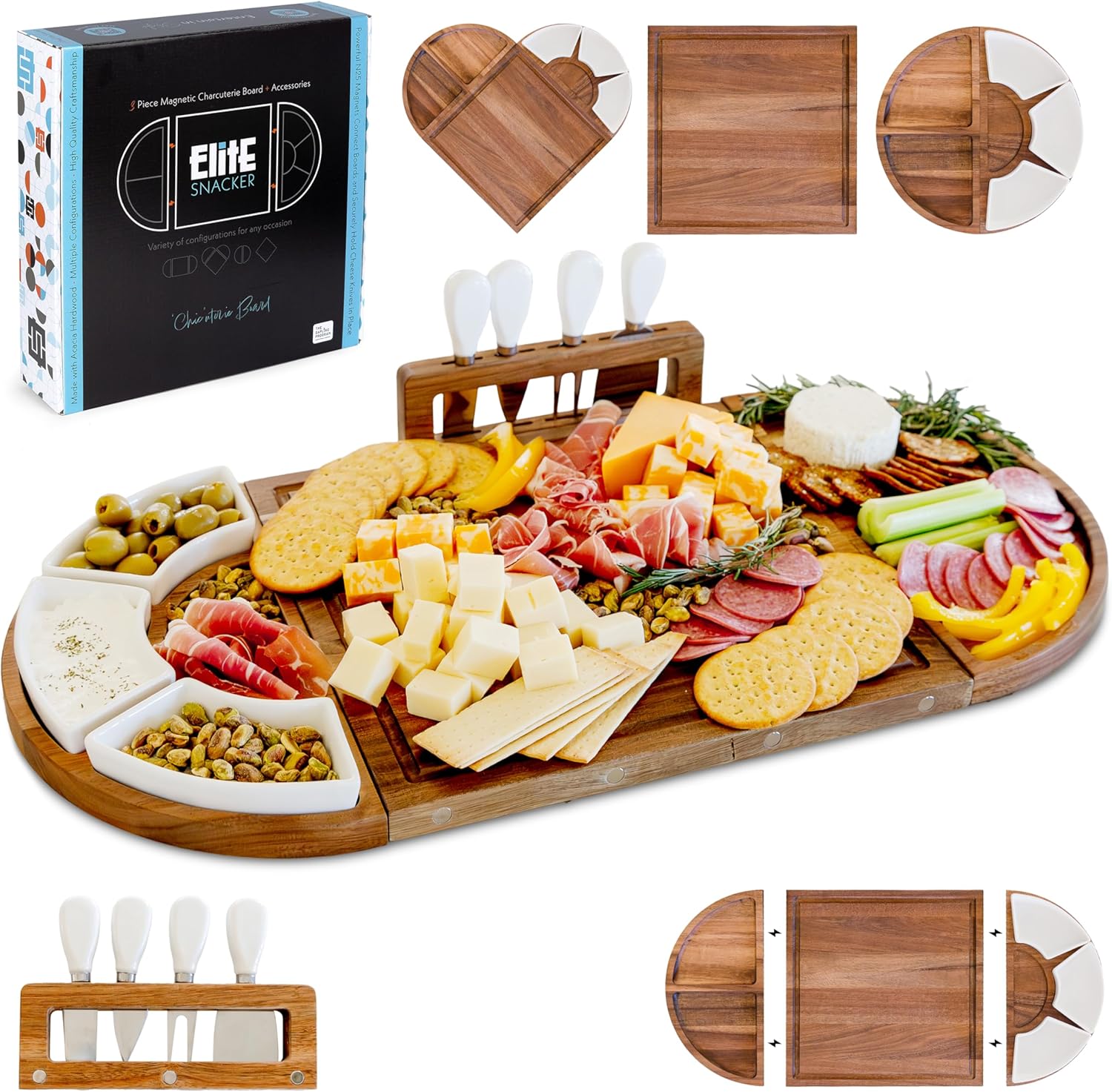 Large acacia charcuterie board set